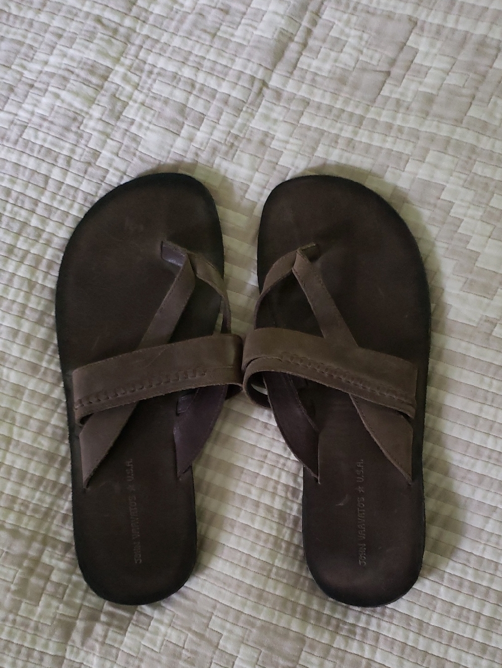 John Varvatos Leather Sandals Mens Slides Brown Size 10M